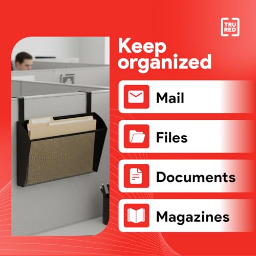 Staples TRU RED Mesh Letter Wall File, 1 - Pocket, Black - Wall - Mounted File Organizer for Mail, Documents and Quick - Access Storage - style: 1 Pack