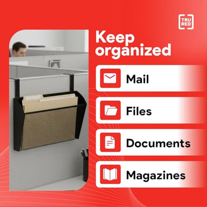 Staples TRU RED Mesh Letter Wall File, 1 - Pocket, Black - Wall - Mounted File Organizer for Mail, Documents and Quick - Access Storage - style: 1 Pack