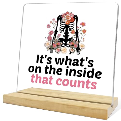 Funny Radiology Tech Gifts for Women,It's What's On The Inside,X-Ray Acrylic Desk Plaque Signs Gift for Radiology Tech Student - color: Turquoise