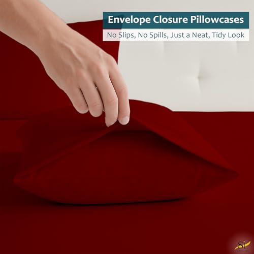 Shreem Linen Luxury 4 Piece Microfiber RV Sheet Set, Deep Pocket Fits Up to 10 inch, Soft, Wrinkle-Resistant, Camper, Travel Trailer Bedding, RV Full XL 48x80, Burgundy - color: Burgundy, size: RV Full XL - 48x80