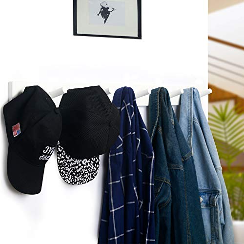WEBI Coat Rack Wall Mounted,10 Hooks,38" Long Coat Hanger Wall Mount,Peg Rail Hat Hooks for Hanging Caps,Jacket,Clothes,Coats,White - color: White, size: 38 inch