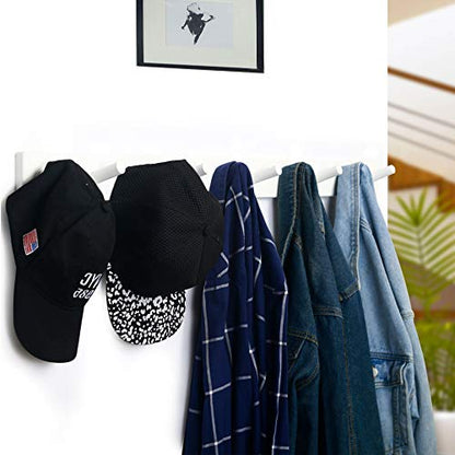 WEBI Coat Rack Wall Mounted,10 Hooks,38" Long Coat Hanger Wall Mount,Peg Rail Hat Hooks for Hanging Caps,Jacket,Clothes,Coats,White - color: White, size: 38 inch
