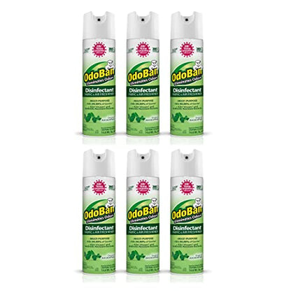OdoBan Ready-to-Use 360-Degree Continuous Spray Disinfectant and Harsh Aroma Eliminator, Fabric and Air Freshener, 6 Pack, 14.6 Ounces Each, Original Eucalyptus Scent Clear - size: 14.6 Fl Oz (Pack of 6)