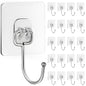 20 Pack Large Sticky Hooks for Hanging Heavy Duty, Wall Hooks Adhesive, Clear self Adhesive Hooks for Wall, Kitchen, Bathroom, Shower & Ceiling - color: 20 Large Transparent Sticky Hooks