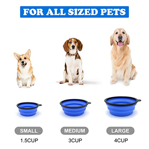 2-Pack Small Dog Travel Bowl, Collapsible Bowls for Dogs, Foldable Cat Water Bowl, Portable Pet Feeding Watering Traveling Dish (Black & Dark Blue) - color: Black & Dark Blue