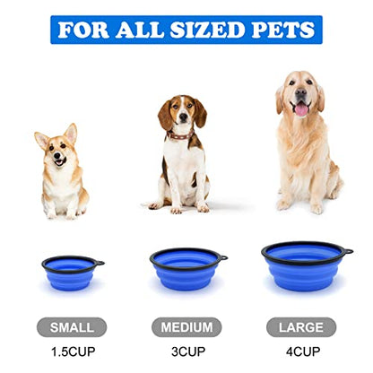 2-Pack Small Dog Travel Bowl, Collapsible Bowls for Dogs, Foldable Cat Water Bowl, Portable Pet Feeding Watering Traveling Dish (Black & Dark Blue) - color: Black & Dark Blue