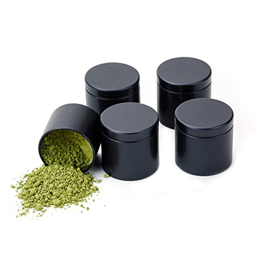 Small Tin Can Box with Lids Canister for Coffee Tea Candy Storage Loose Leaf Tea Tin Containers Storage 5 Pcs (Black, S) - color: Black, size: S=(D:1.85"*H:1.77")