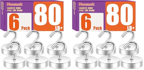 Neosmuk Magnetic Hooks, Cruise Ship Essentials, 80lb+ Heavy Duty Magnetic Hooks for Cruise Cabins, Refrigerator, Grill, Hanging, and Travel | Extra Strong Must-Haves Magnet Hook,Silver (Pack of 2) - color: Silver, size: 80lb Magnetic Hooks (Pack of 2)