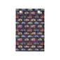 Ambesonne Happy Camper Hanging Pocket Organizer, Retro Travel Themed Continuous Pattern with Colorful Vans Graphic, Printed Polyester Storage Bag with Pockets, 14" x 20", Multicolor
