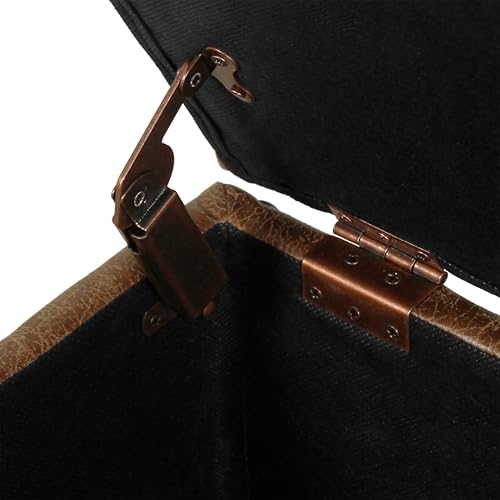 HomePop Square Tufted Storage Ottoman - Distressed Brown Faux Leather Small - color: Light Brown