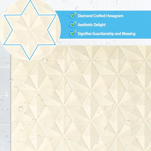 Non Slip Bathtub Mat for Bath Tub Shower - Natural Rubber Mat with 241 Suction Cups - Soft Bathroom Safety Mat - Unique Diamond Pattern - Fatigue Relief - Machine Washable - 16 × 28 Inch - color: Beige, size: 28" x 16" (Rectangular)