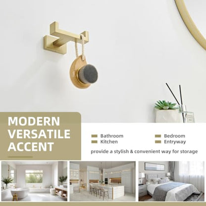 Angle Simple Towel Hook Brushed Gold, SUS304 Stainless Steel Double Robe Coat Hook, Hand Towel Holder Bathroom Wall Mount - color: Brushed Gold, size: 1 Pack