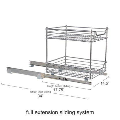 Household Essentials Chromed Steel 2-Tier Artisan Pull-Out Organizer - size: 14.25" - Standard, style: 2-Tier