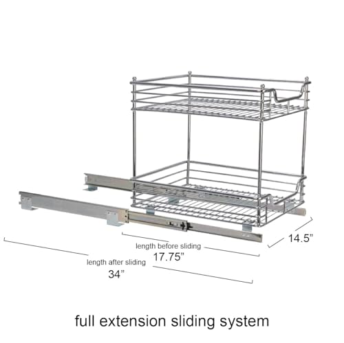 Household Essentials Chromed Steel 2-Tier Artisan Pull-Out Organizer - size: 14.25" - Standard, style: 2-Tier