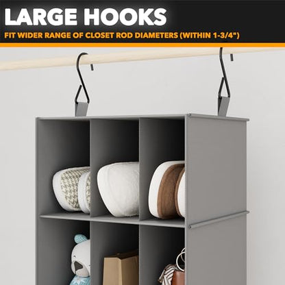 SpaceAid 2 Pack Hanging Closet Organizer and Storage with Dividers, 24 Compartments Hanging Shoe Shelves for Closet, Wardrobe, RV, Garment Rack - Grey - color: Grey