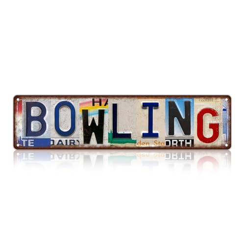 Vintage Sport Street Sign Bowling Wall Decor Metal Tin Signs for Bar Home Bedroom Garage - color: St-I-02