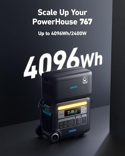 Anker SOLIX F2000 Portable Power Station, PowerHouse 767 and 760 Expansion Battery, 4096Wh LiFePO4 Battery with 4 AC Outlets Up to 2400W, GaNPrime Solar Generator for Home, Outdoor Camping, RV - style: 760 Expansion Battery+F2000