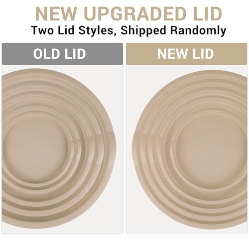 WEPSEN Mixing Bowls Set, 25PCS Khaki Mixing Bowls With Lids Set Stainless Steel Kitchen Large Nesting Metal Bowl 7QT to 1.5QT, Measuring Cups and Spoons for Prepping Cooking Serving - color: Khaki Bowls Set