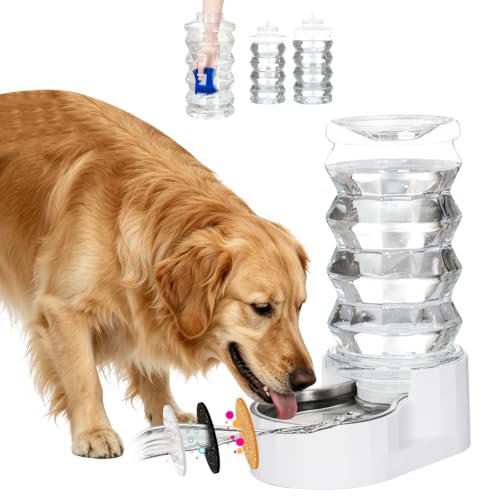 RIZZARI 8L Stainless Steel Gravity Pet Water Dispenser – Auto-Refill | No Electricity Needed,Wide-Mouth Cleaning,Triple Filtration,BPA-Free Materials,Visible Water Level - color: White, size: 8L