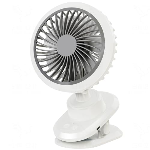 Portable Oscillating Desk Clip on Fan,10000mAh USB Rechargeable,Small Personal Fans,6-Inch Quiet,5Speed Strong Wind,Sturdy Clip,for Office/Bedroom/Room/Camping/Travel/Tent/Stroller.White