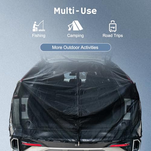 Car Tailgate Mesh Screen 68.5"x59", Magnetic Car Net for SUV Camping, UV & Bug Protection, Portable Mesh Screen for SUV, MPV, Car Camping Accessoires, Black