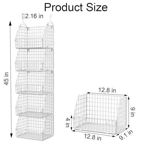 PUPPYCUTE Hanging Closet Organizer and Storage, Clothes Hanging Shelves Wire Baskets for Clothing Sweaters Purse Handbags Shoes White 5 Tier - color: White-5pcs