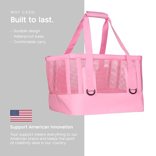 MISSION Boat Gear CASSI Heavy-Duty Outdoor Tote and Waterproof Marine-Grade Mesh Boat Bags - color: Rosé, size: 50 Liter