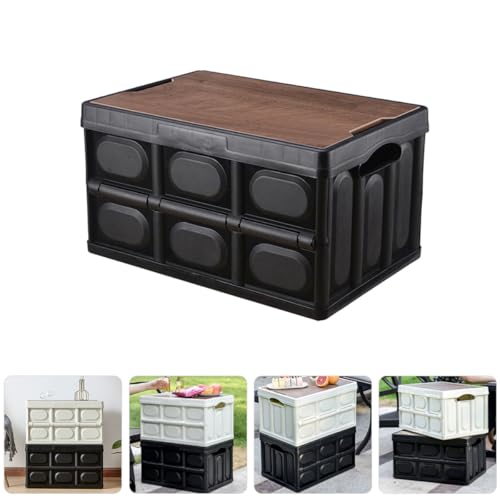 UKCOCO Outdoor Camping Folding Storage Box with Lid, Small Plastic Sundry Container 38.5x27x21cm, Clothes and Organizer for Car Trunk and Home Storage