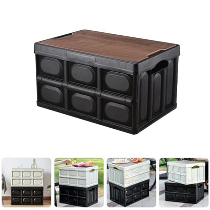 UKCOCO Outdoor Camping Folding Storage Box with Lid, Small Plastic Sundry Container 38.5x27x21cm, Clothes and Organizer for Car Trunk and Home Storage