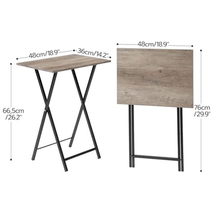 HOOBRO Folding TV Tray Tables, Set of 4 TV Trays with Storage Rack, Industrial Side Table for Eating at Couch, Foldable Snack Table for Small Space, Easy Assembly, Greige and Black BG50BZ01 - color: Greige + Black
