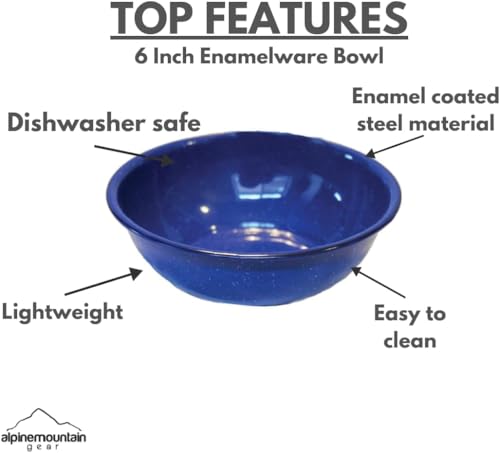 Enamelware for Camping and Backpacking - Enamel Cookware Gear Essentials for Camping and Backpacking (Made by Caddis Sports) (6 Inch Bowl (4 Pack)) - style: 6 Inch Bowl (4 Pack)