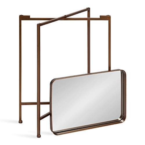 Kate and Laurel Celia Modern Mirrored Tray Side Table, 18 x 12 x 26, Dark Bronze, Foldable Rectangular End Table for Storage and Display
