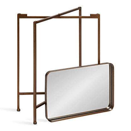 Kate and Laurel Celia Modern Mirrored Tray Side Table, 18 x 12 x 26, Dark Bronze, Foldable Rectangular End Table for Storage and Display