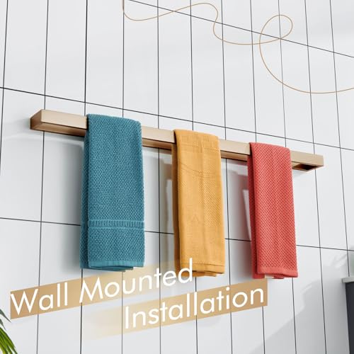 KOKOSIRI Bathroom Towel Bars 32-Inch Bath Towel Hanger Holder Kitchen Rack Champagne Bronze Stainless Steel Wall Mount, 1 Pack B4008CPG-L32 - color: Champagne Bronze, size: 32-Inch