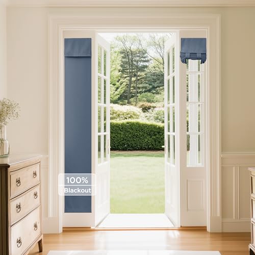 NICETOWN Front Door Window Covering, Blackout Small Curtains for Privacy, Sidelight Window Curtains Thermal Insulated Covering for Patio Glass Door, 12 inch x 72 inches, Stone Blue, 1 Panel - color: Stone Blue, size: 12"W x 72"L (Pack of 1)