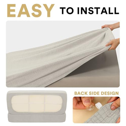 H.VERSAILTEX 100% Waterproof RV Dinette Cushion Covers Stretch Camper Cushion Covers Replacement Couch Seat Covers Washable Seat Covers Crizzle Pattern (1 Backrest & 1 Bench Cover, Paleoak) - color: Paleoak, size: 1 Set