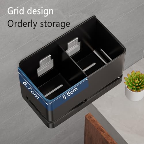 Aluminum Electric Toothbrush Holder - Bathroom Wall Mounted Toothbrush Holder (Black, Double Slot) - size: Double slot