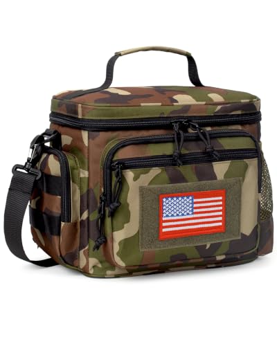 ATRIPACK Lunch Box for Men, Tactical Lunch Bag MOLLE Webbing Leakproof Insulated Lunch Cooler Women Adult Meal with Adjustable Shoulder Strap Lunch Pail - color: Camo Green, size: Medium