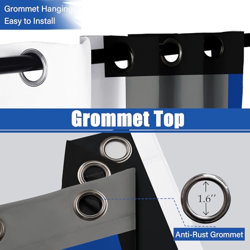 Tyrot Blue Gray 100% Blackout Curtains 45 inch Length 2 Panels Set White Grey Modern Abstract Geometric Drapes for Kitchen Black Out Curtains Insulated Room Darkening Small Window Curtains, 42Wx45L - color: Blue, size: 42"W x 45"L (Pack of 2)