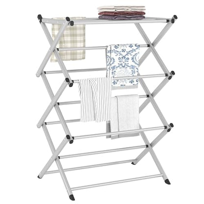 Household Indoor Folding Clothes Drying Rack, Dry Laundry and Hang Clothes,Towel Rack (Silver Gray) for Storage - color: Silver Gray