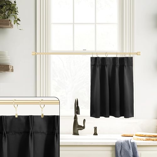 Lino Rosa Basement Window Curtains 18 Inch Length, Easy Sliding Pinch Pleated Small Panel, Blackout Insulated Basement Window Well Covers, 24" W x 18" L, Black - color: Black, size: 24"W x 18"L (Pack of 1)