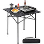 REDCAMP Roll Up Camping Tables that Fold Up, Lightweight Portable Compact Metal Camp Table for Grill Outdoor Picnic, Black Square 28x28 inches - size: 28"Lx28"Wx28"H
