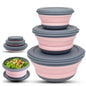 Collapsible Camping Bowl with Lid,3 Pack Silicone Salad Bowl Serving, Microwave Foldable Soup Ramen Serving for Travel, Picnic, Rv (Light Pink) - color: Light Pink