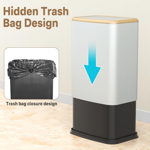 2.1 Gal Slim Bathroom Trash Can with Swing Lid, Rustproof Stainless Steel Small Garbage Can for Narrow Spaces & Toilet Side, Dog Proof Odor Control Waste Basket for Bedroom/Office, White - color: White
