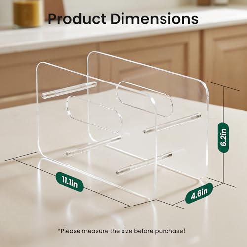 Disposable Paper Plate Dispenser for 7-12 Inch,Clear Acrylic,Round/Square Plastic, Foam & Paper Storage Organizer, for Cabinet, Countertop, Rv or Outdoor Use