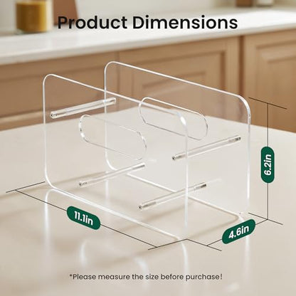 Disposable Paper Plate Dispenser for 7-12 Inch,Clear Acrylic,Round/Square Plastic, Foam & Paper Storage Organizer, for Cabinet, Countertop, Rv or Outdoor Use