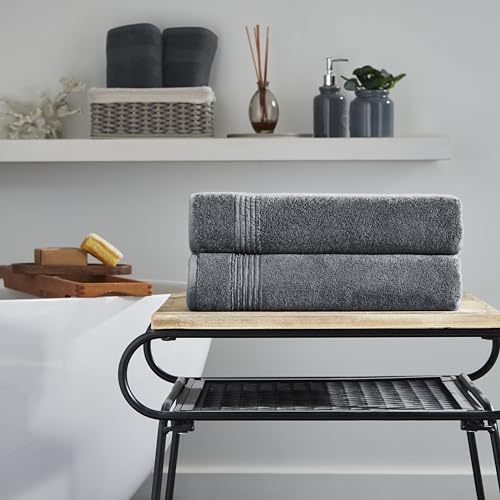 Ozdilek 2-Piece Bath Towels, 27x54 100% Turkish Cotton, Luxury Quick Dry, Extra Large, Fade-Resistant, Eco-Friendly, Spa Towel, Comfortable (Antrazit Grey) - color: Antrazit Grey