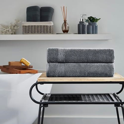 Ozdilek 2-Piece Bath Towels, 27x54 100% Turkish Cotton, Luxury Quick Dry, Extra Large, Fade-Resistant, Eco-Friendly, Spa Towel, Comfortable (Antrazit Grey) - color: Antrazit Grey