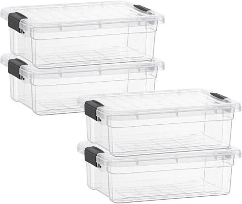 Superio Storage Bins with Lids - 4 Pack, 4.5 Qt Clear Boxes for Organizing, Stackable Plastic Containers - BPA Free, Non-Toxic, Odor Free, Organizer for Home, Office, Dorm - size: 4.5 Qt, style: 4 Pack