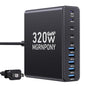 320W USB C Charger Block, 10-Port USB C Charging Station GaN III PD 65W Laptop Fast Charger Adapter for MacBook Pro/Air, DELL, iPad, iPhone, Samsung Galaxy Black - color: Black